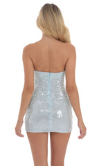 Strapless Sequin Bodycon Dress in Light Blue