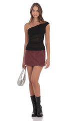 Sheer One Shoulder Top in Black